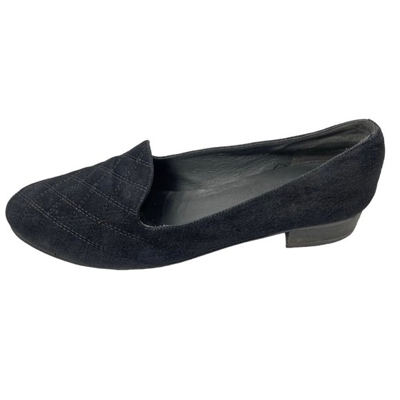 Stuart Weitzman QW00644 Black Quilted‎ Suede Smoking Flats - Picture 4 of 10